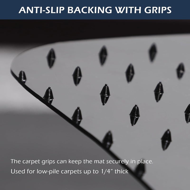 SALLOUS Chair Mat for Carpet, 30" x 48" Office Chair Mat for Carpeted Floors, Heavy Duty Vinyl Floor Mat with Grips, Non-Slip Carpeted Floor Protector Computer Desk Mat for Home Office (Black) - Image 3